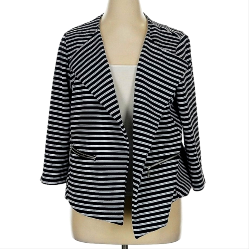 Black and White Striped Women's Jacket